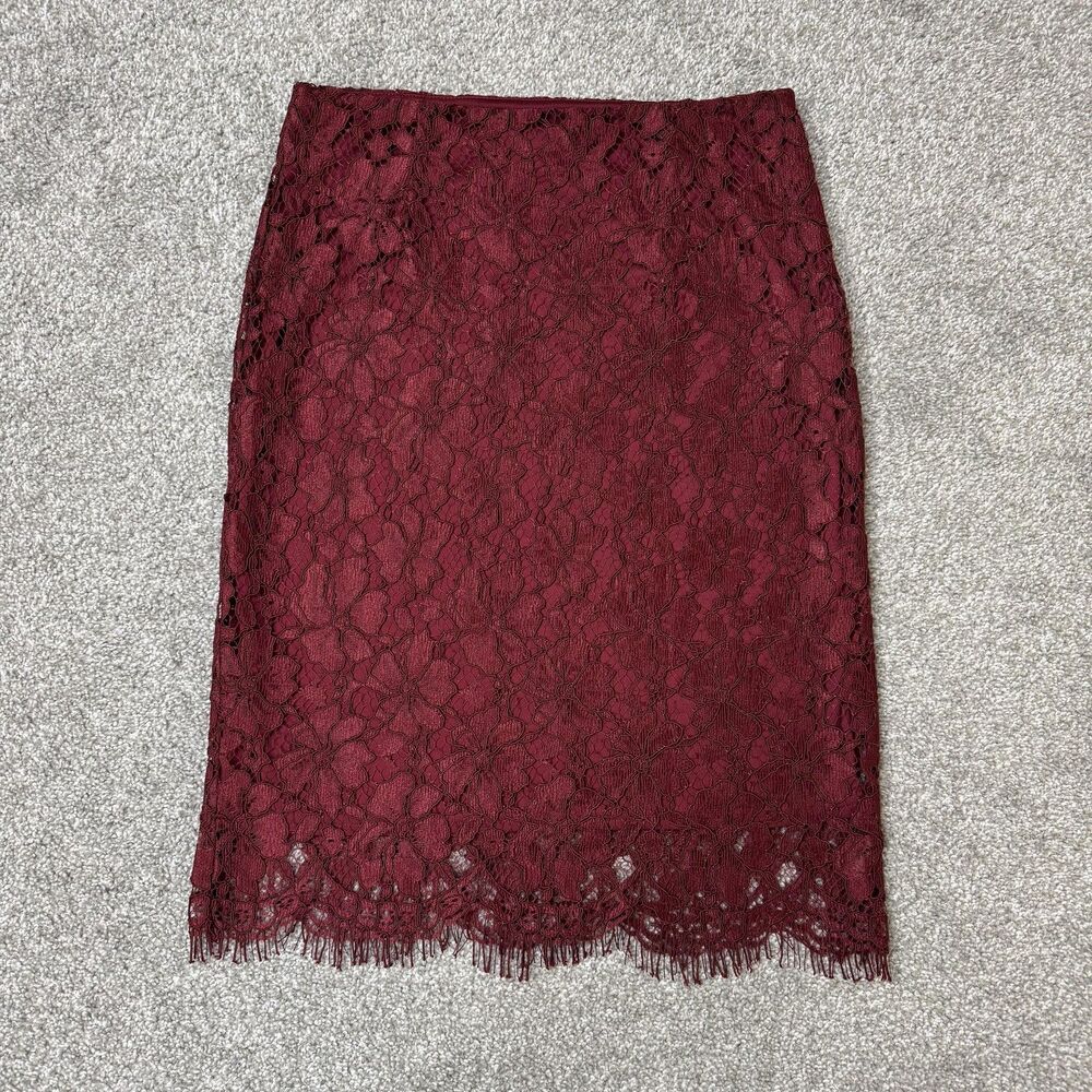 Truly Poppy Skirt Womens Small Red Floral Lace Pencil Lined Party Cocktail Sexy